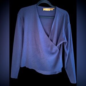 Dana Bachman Luxe Gold Label “Made in Italy” Blue Wrap Sweater Size XL